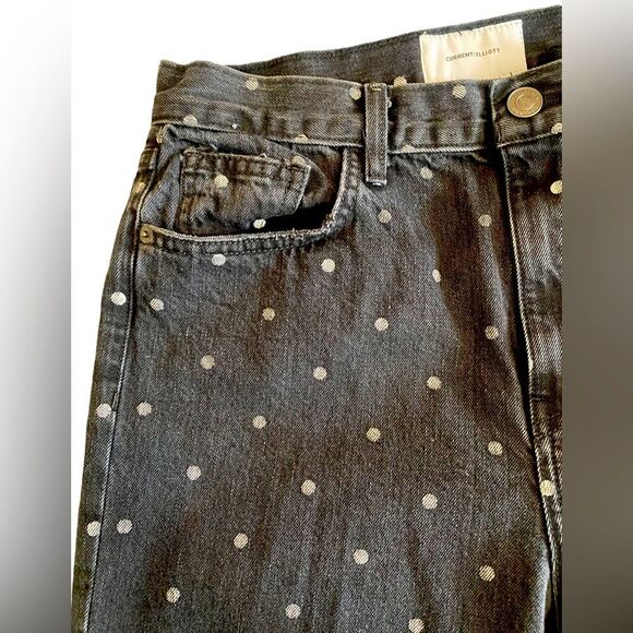 Current/Elliot The Vintage cropped slim black & white polka dot jean NWT size 29 - Picture 10 of 13